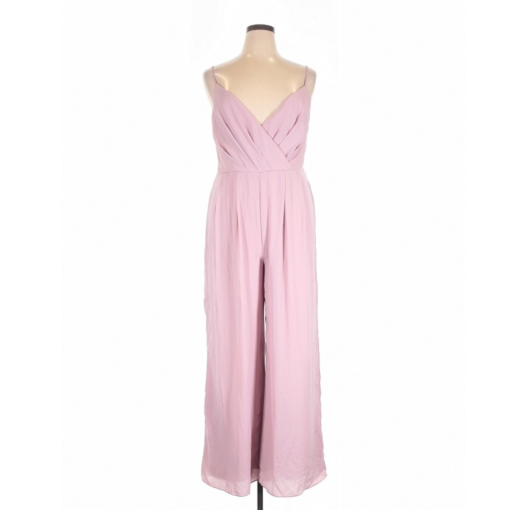 Lulus Call for Me Dusty Lavender Faux Wrap Jumpsuit Wide Leg XL Wedding